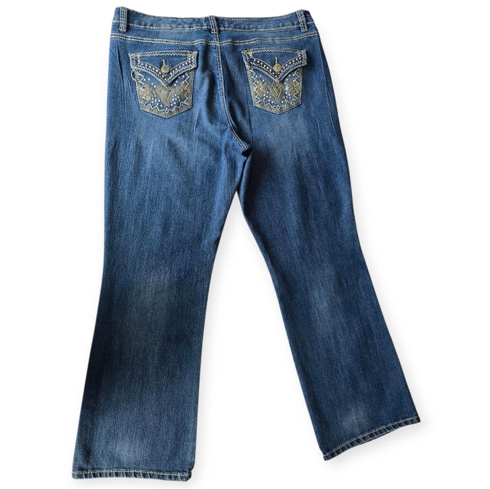 Nine West Vintage America Collection Blue Embellished Jeans Bootcut Size‎ 16/33